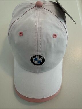 BMW Lifestyle White Pink Adjustable Hat Cap Ladies NWT